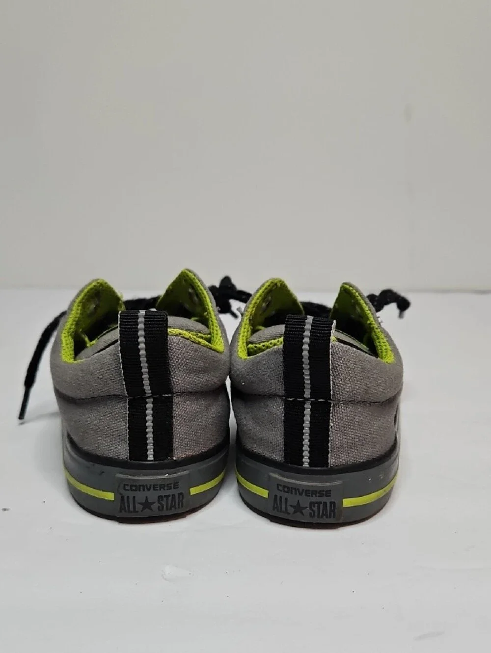 Converse Kids Gray Sneakers with Neon Green Accents